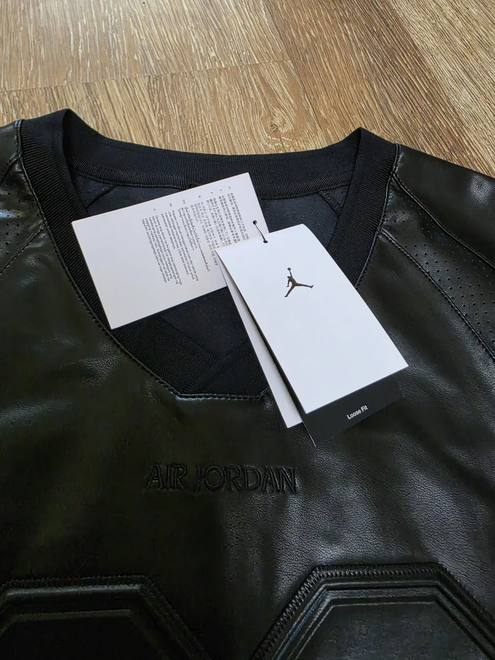 Nike Air Jordan 23 Vegan Leather Black Jersey Shirt Mens SZ 